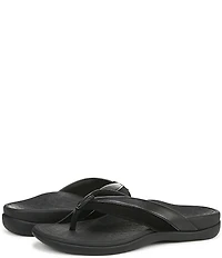 Vionic Shore Leather Trimmed Suede Thong Sandals