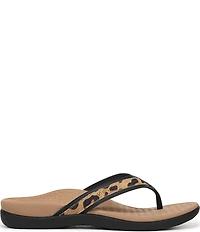 Vionic Tide II Leopard Print Suede and Leather Thong Sandals