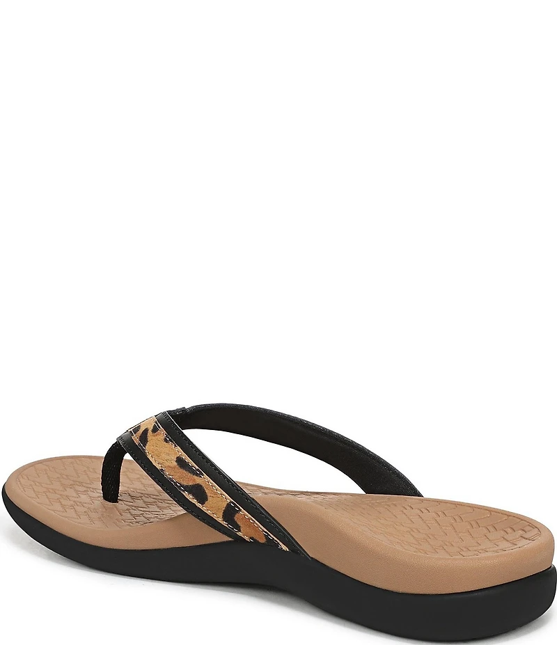 Vionic Tide II Leopard Print Suede and Leather Thong Sandals