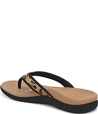 Vionic Tide II Leopard Print Suede and Leather Thong Sandals