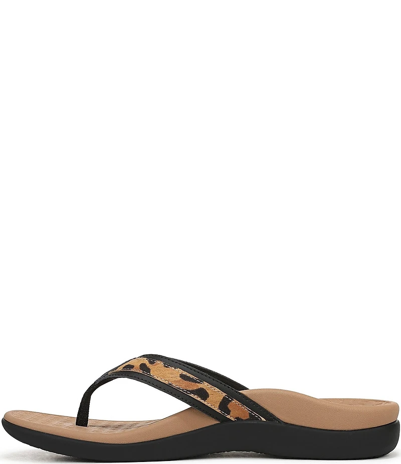 Vionic Tide II Leopard Print Suede and Leather Thong Sandals