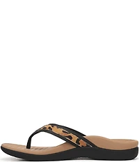 Vionic Tide II Leopard Print Suede and Leather Thong Sandals