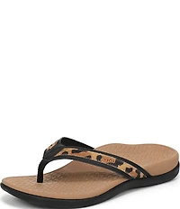 Vionic Tide II Leopard Print Suede and Leather Thong Sandals
