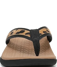 Vionic Tide II Leopard Print Suede and Leather Thong Sandals