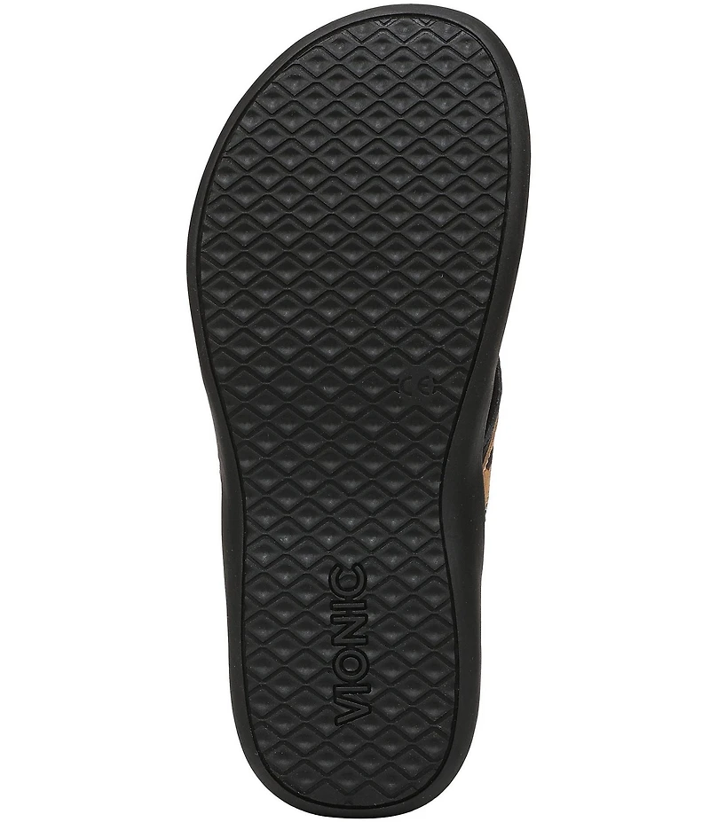 Vionic Tide II Leopard Print Suede and Leather Thong Sandals