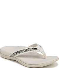 Vionic Tide II Snake Print Embossed Leather Thong Sandals