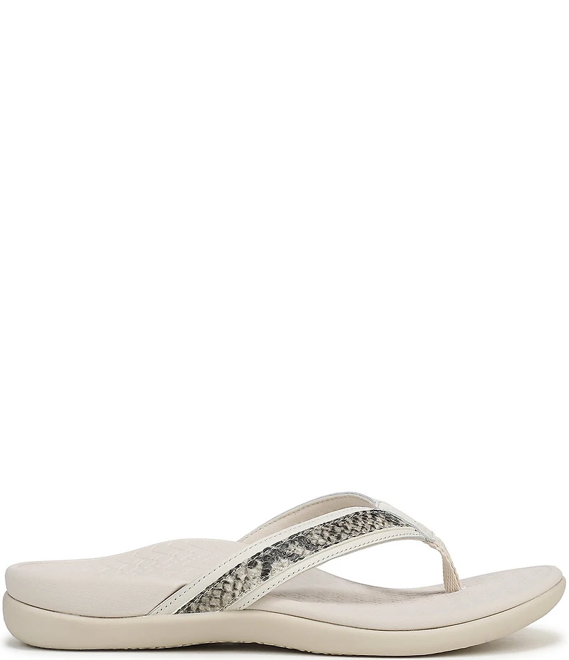 Vionic Tide II Snake Print Embossed Leather Thong Sandals