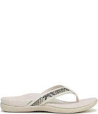 Vionic Tide II Snake Print Embossed Leather Thong Sandals