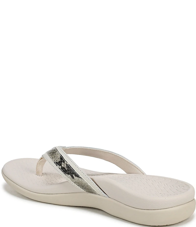 Vionic Tide II Snake Print Embossed Leather Thong Sandals