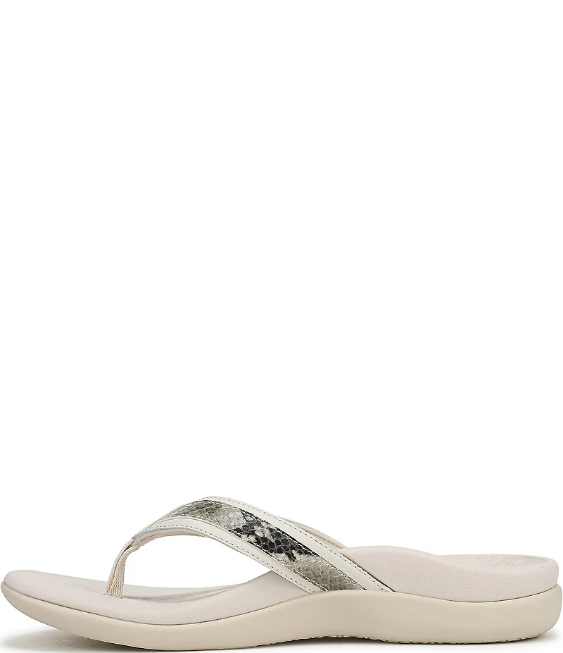 Vionic Tide II Snake Print Embossed Leather Thong Sandals