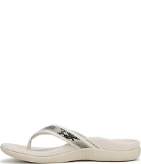 Vionic Tide II Snake Print Embossed Leather Thong Sandals