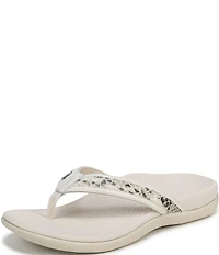 Vionic Tide II Snake Print Embossed Leather Thong Sandals