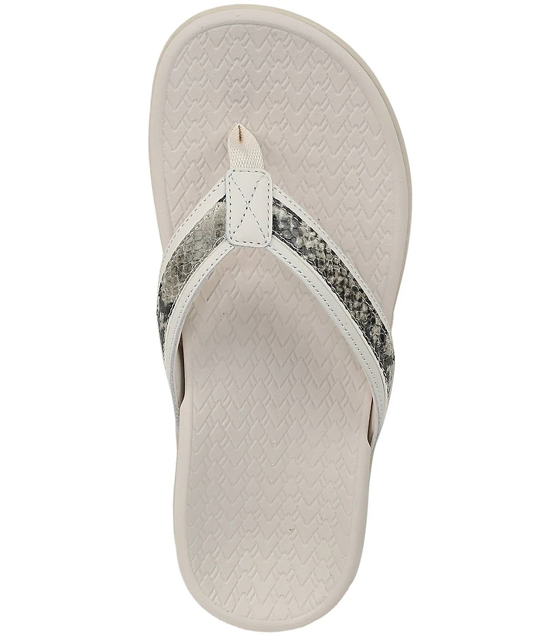 Vionic Tide II Snake Print Embossed Leather Thong Sandals