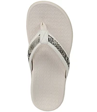 Vionic Tide II Snake Print Embossed Leather Thong Sandals