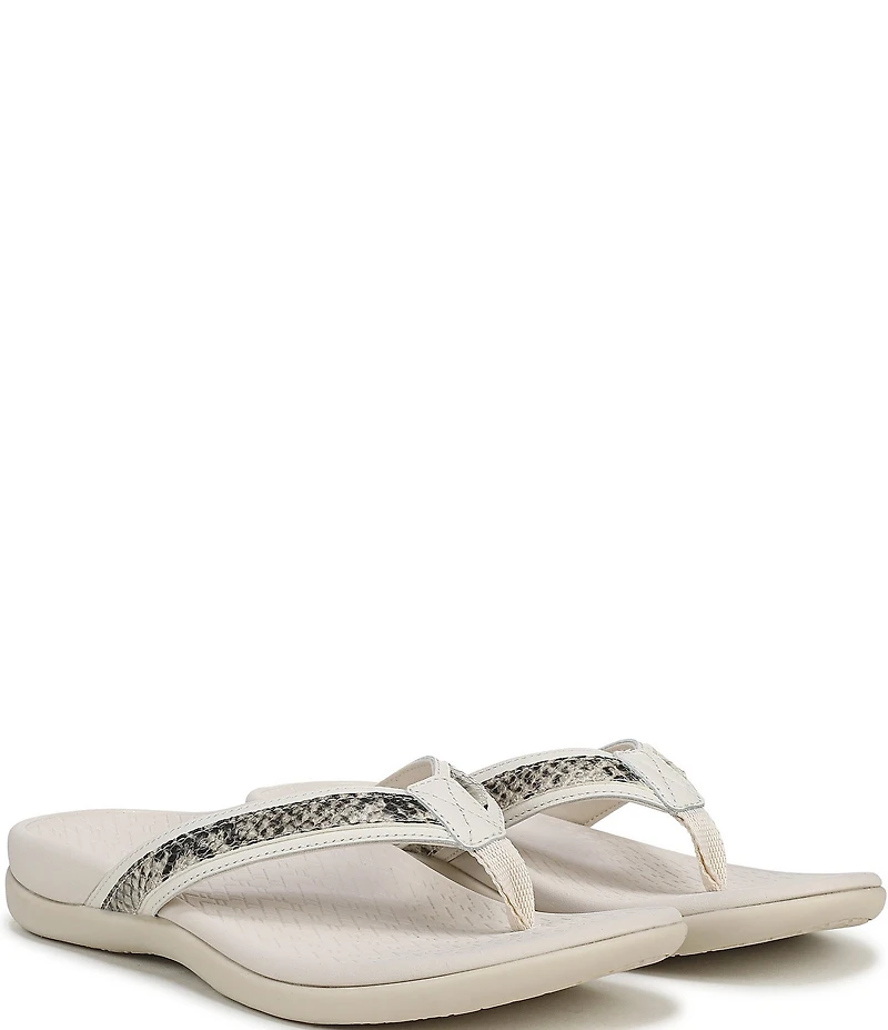 Vionic Tide II Snake Print Embossed Leather Thong Sandals
