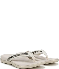 Vionic Tide II Snake Print Embossed Leather Thong Sandals