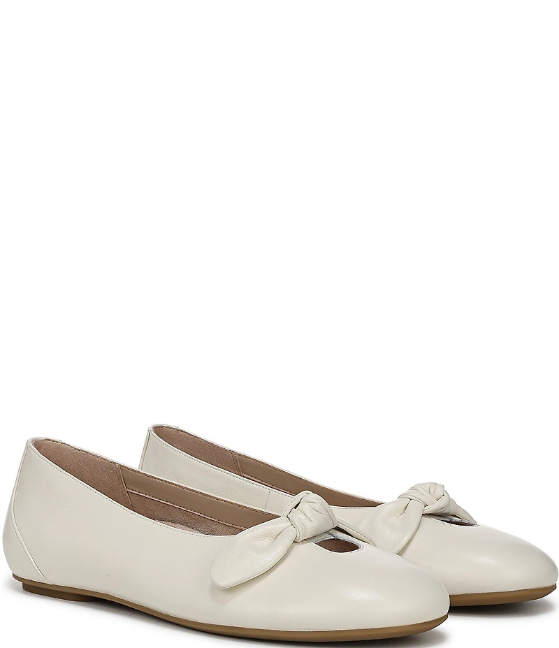 Vionic Tilly Leather Keyhole Bow Detail Ballet Flats