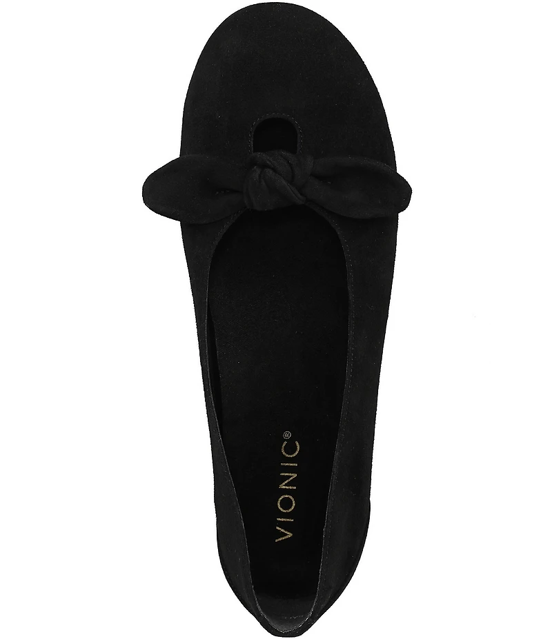 Vionic Tilly Suede Keyhole Bow Detail Ballet Flats