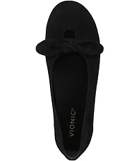 Vionic Tilly Suede Keyhole Bow Detail Ballet Flats