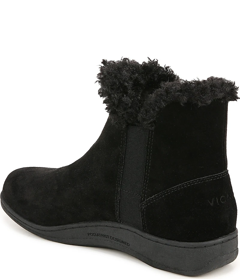 Vionic Unwind Suede Faux Shearling Lined Bootie Slippers