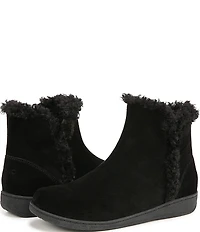 Vionic Unwind Suede Faux Shearling Lined Bootie Slippers