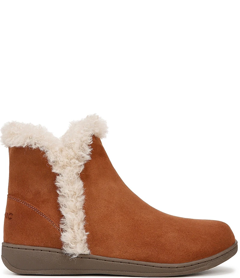 Vionic Unwind Suede Faux Shearling Lined Bootie Slippers