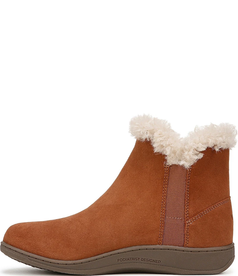 Vionic Unwind Suede Faux Shearling Lined Bootie Slippers
