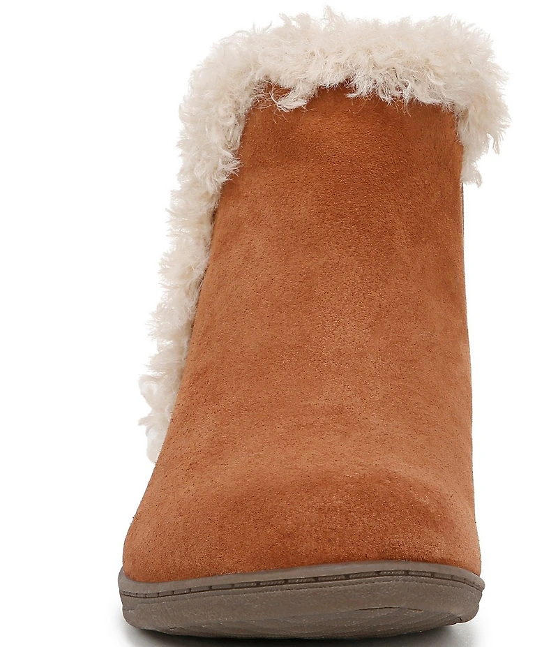 Vionic Unwind Suede Faux Shearling Lined Bootie Slippers