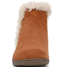 Vionic Unwind Suede Faux Shearling Lined Bootie Slippers