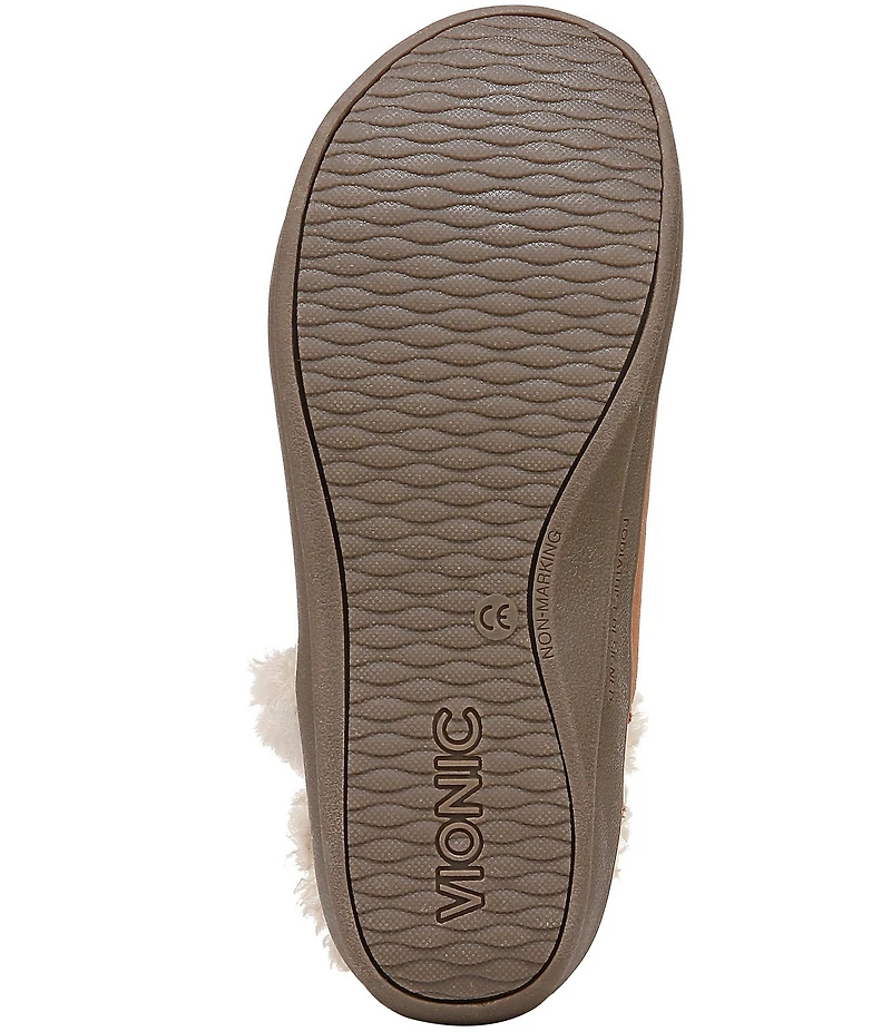 Vionic Unwind Suede Faux Shearling Lined Bootie Slippers