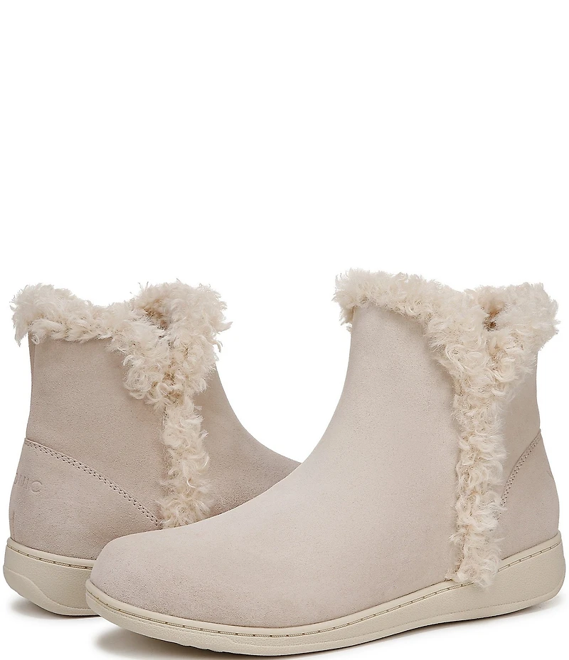 Vionic Unwind Suede Faux Shearling Lined Bootie Slippers