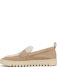 Vionic Uptown Cozy Suede and Faux Shearling Packable Penny Loafers