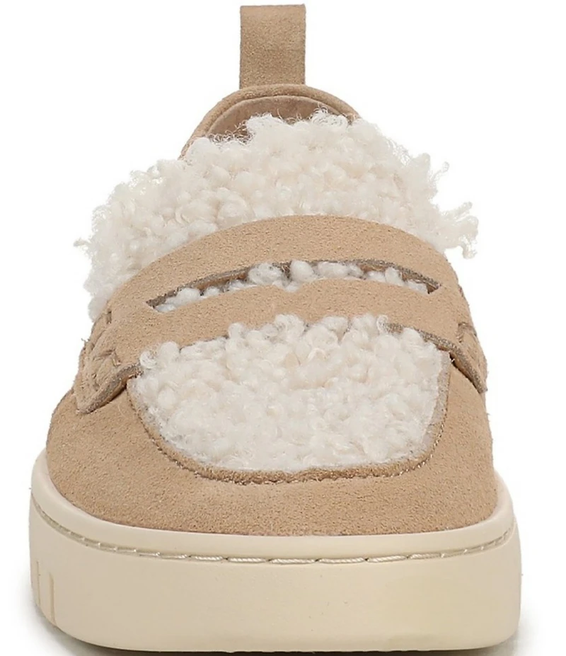 Vionic Uptown Cozy Suede and Faux Shearling Packable Penny Loafers