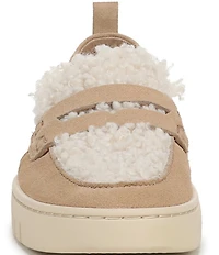 Vionic Uptown Cozy Suede and Faux Shearling Packable Penny Loafers