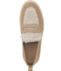 Vionic Uptown Cozy Suede and Faux Shearling Packable Penny Loafers