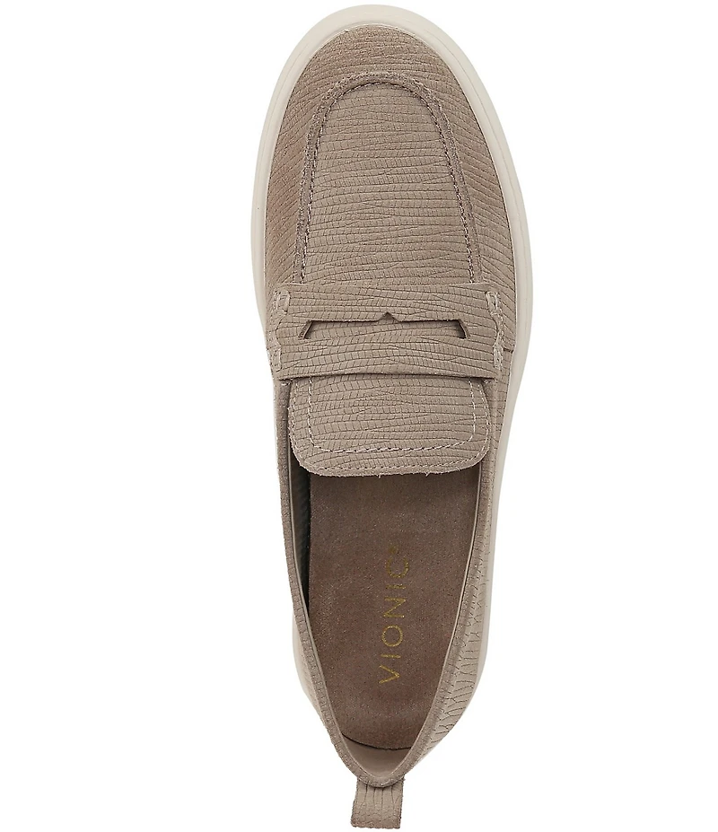 Vionic Uptown Embossed Suede Packable Travel Penny Loafers