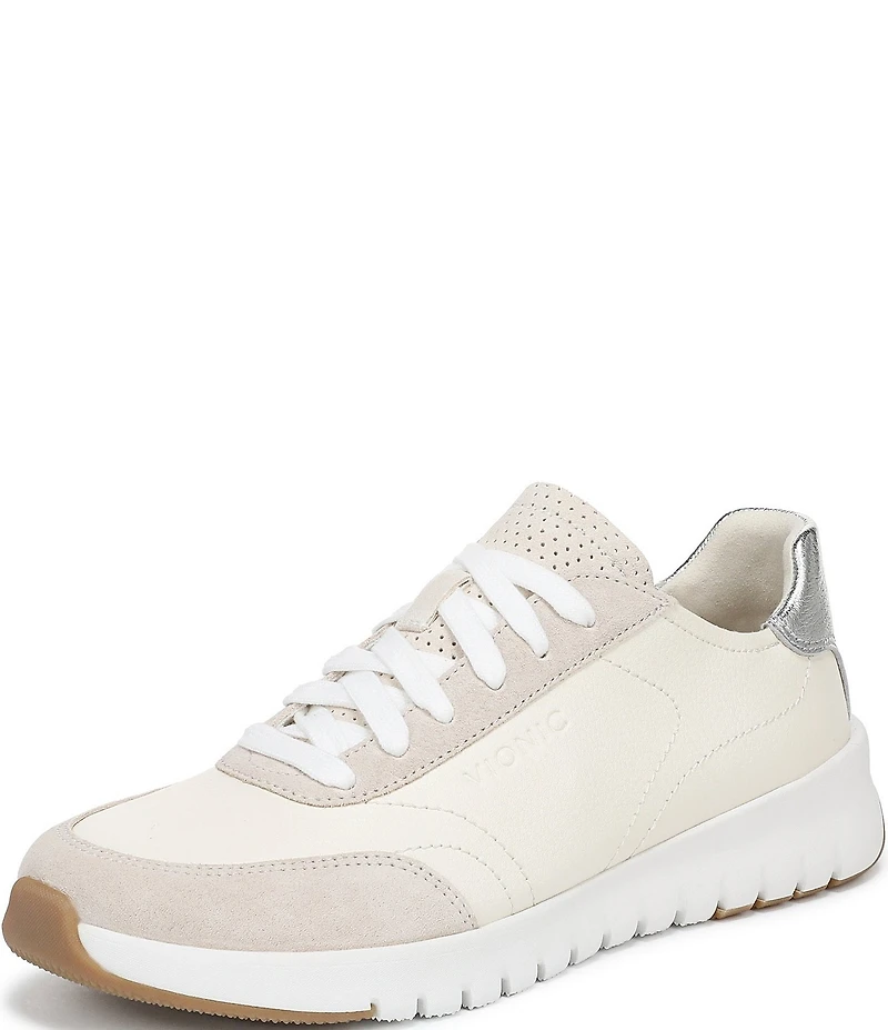 Vionic Uptown Leather and Suede Platform Sneakers