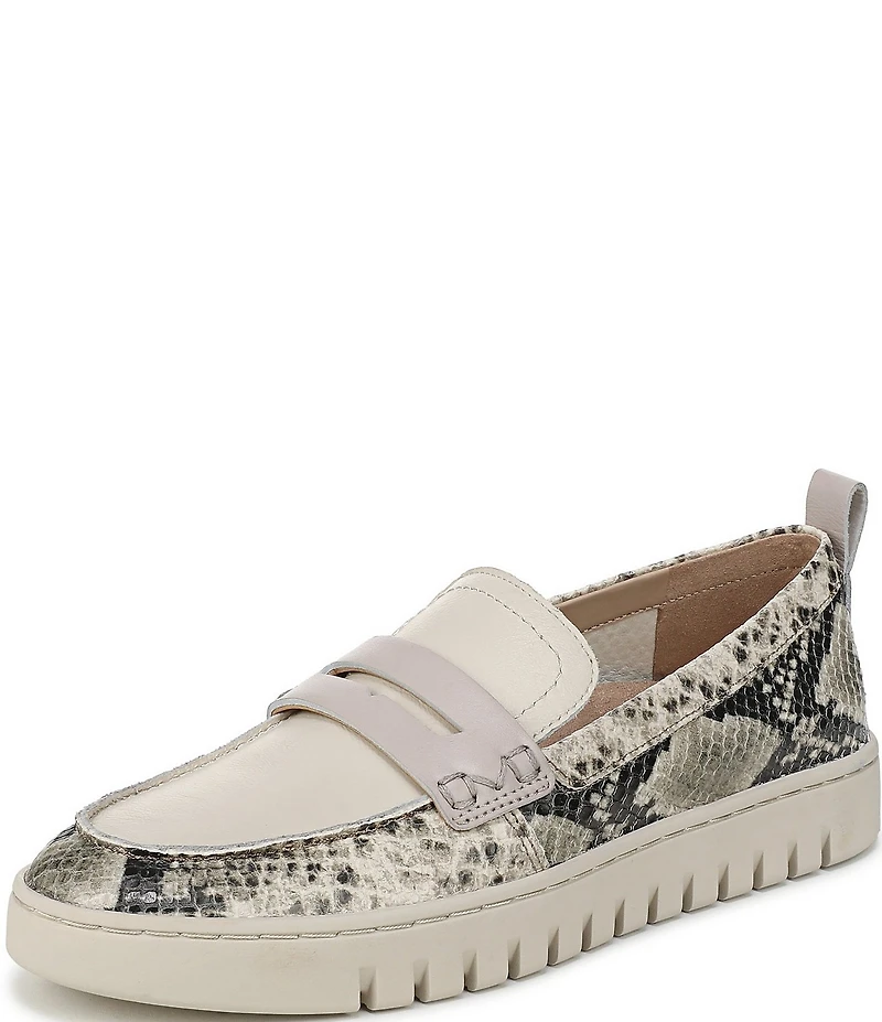 Vionic Uptown Leather Snake Print Packable Penny Loafers