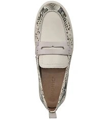 Vionic Uptown Leather Snake Print Packable Penny Loafers