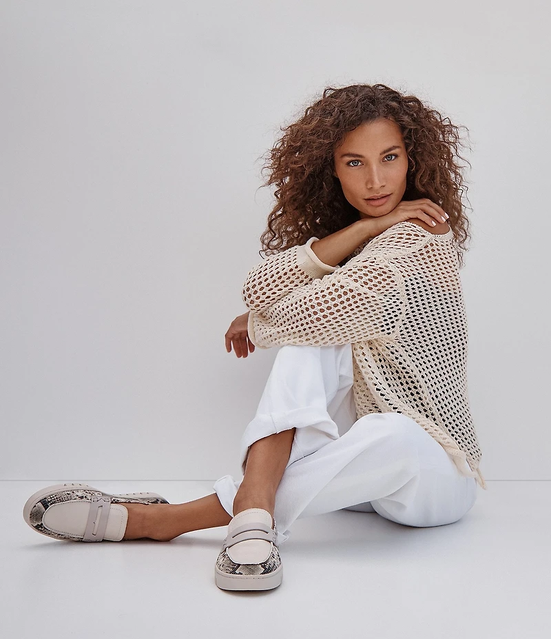 Vionic Uptown Leather Snake Print Packable Penny Loafers