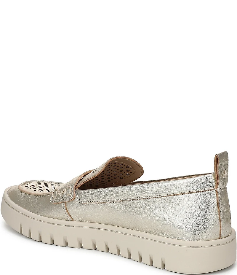 Vionic Uptown Perforated Leather Packable Travel Penny Loafers