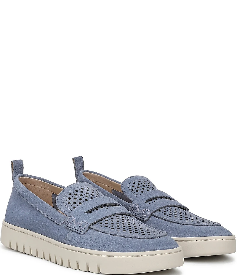 Vionic Uptown Perforated Suede Packable Travel Penny Loafers