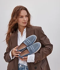 Vionic Uptown Perforated Suede Packable Travel Penny Loafers