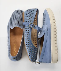 Vionic Uptown Perforated Suede Packable Travel Penny Loafers