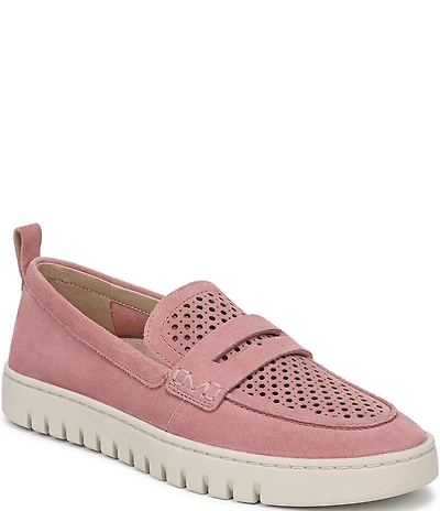 Vionic Uptown Perforated Suede Packable Travel Penny Loafers