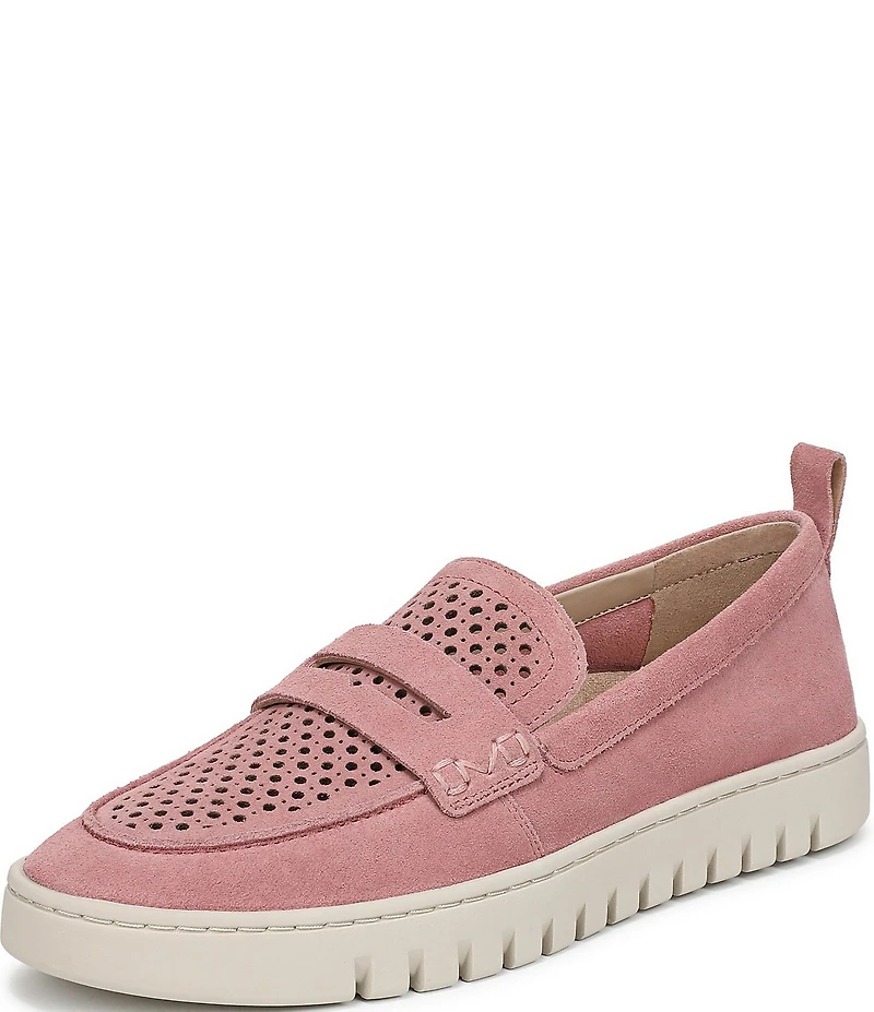 Vionic Uptown Perforated Suede Packable Travel Penny Loafers
