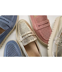 Vionic Uptown Perforated Suede Packable Travel Penny Loafers