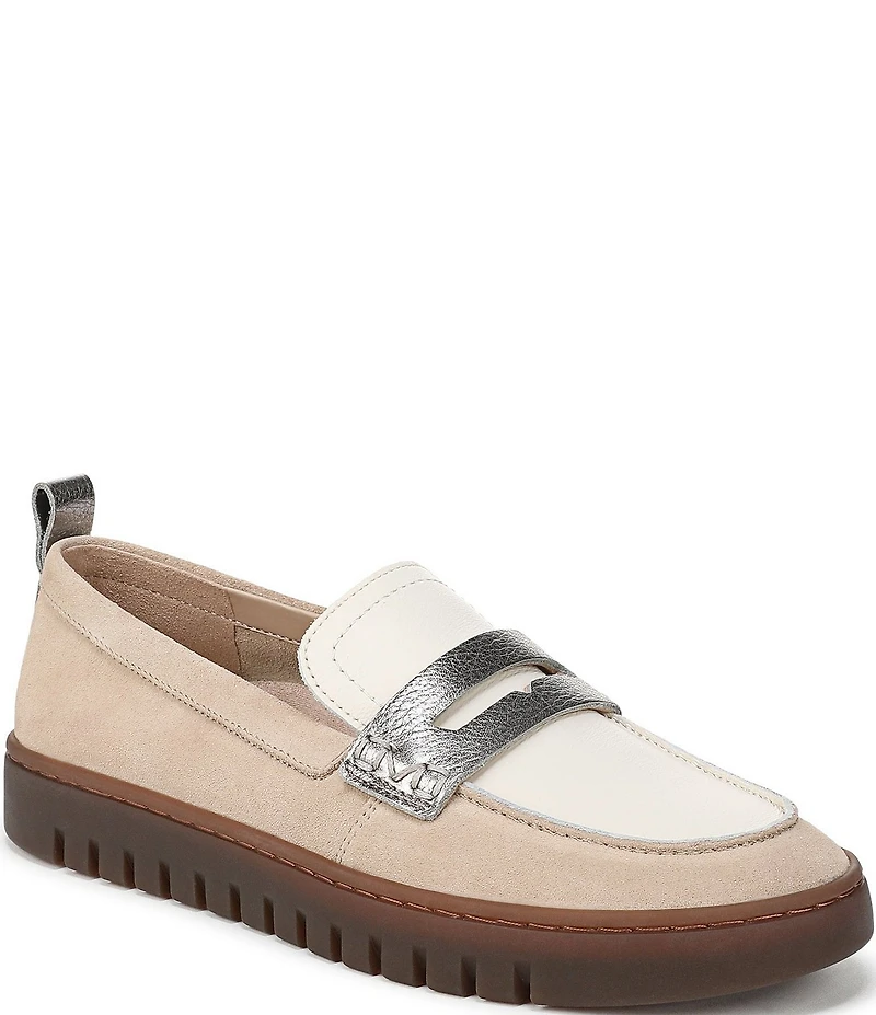 Vionic Uptown Suede and Leather Packable Penny Loafers