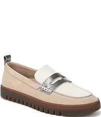 Vionic Uptown Suede and Leather Packable Penny Loafers