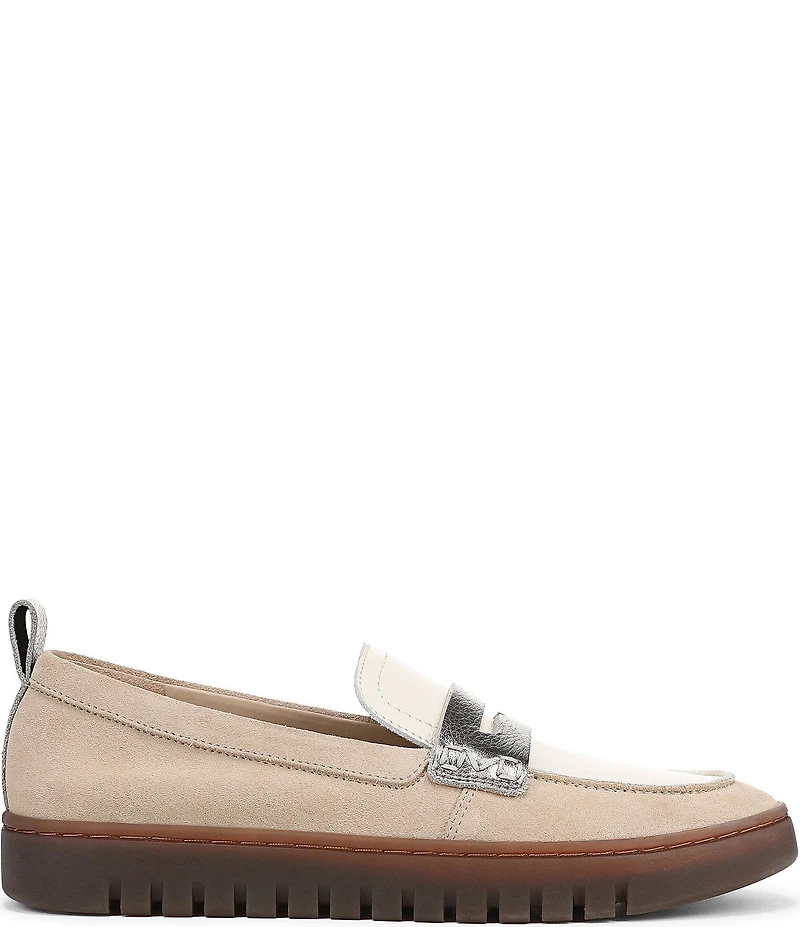 Vionic Uptown Suede and Leather Packable Penny Loafers